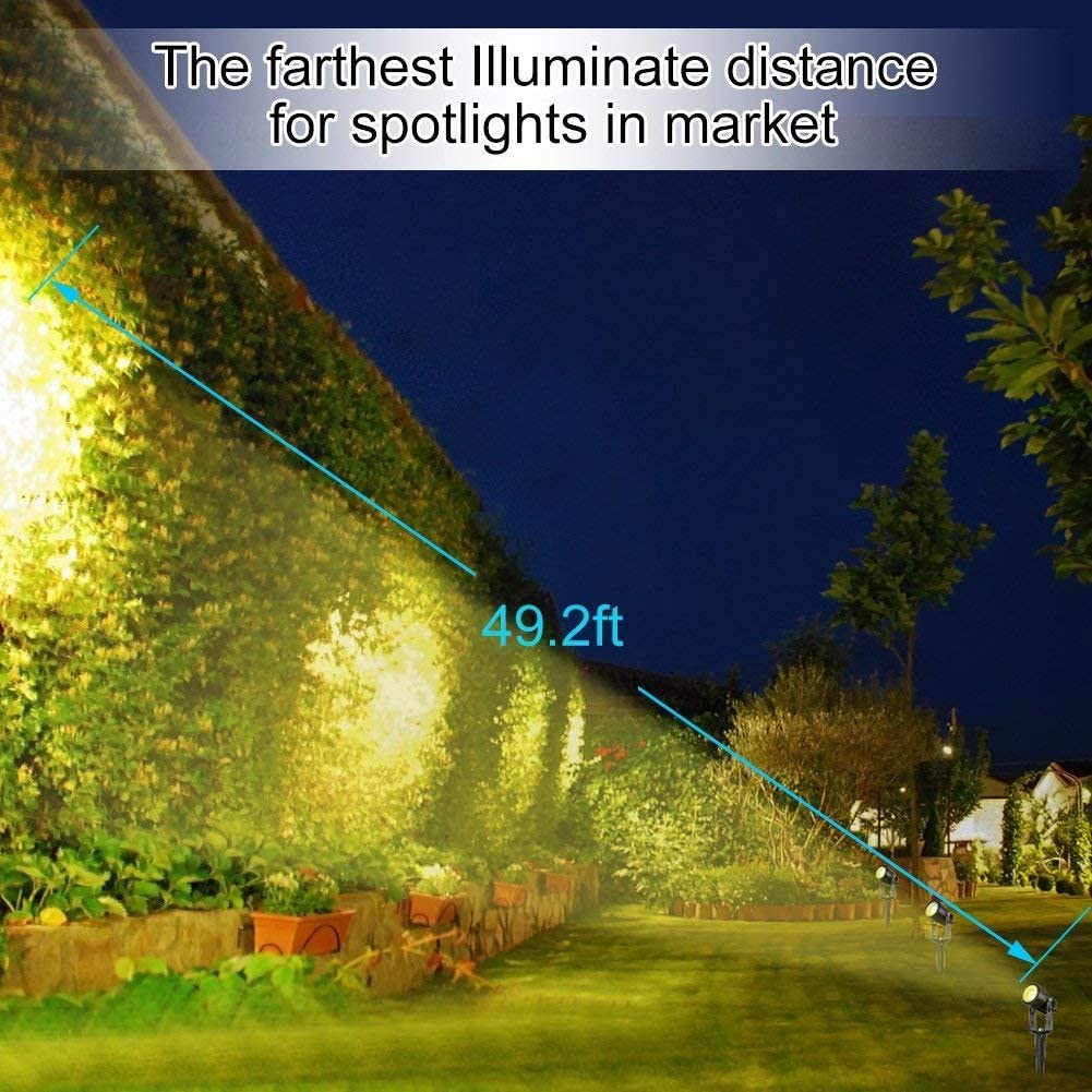 3 x LED Spotlights Powered Solar Garden Lights Outdoor Waterproof (Warm White)-3