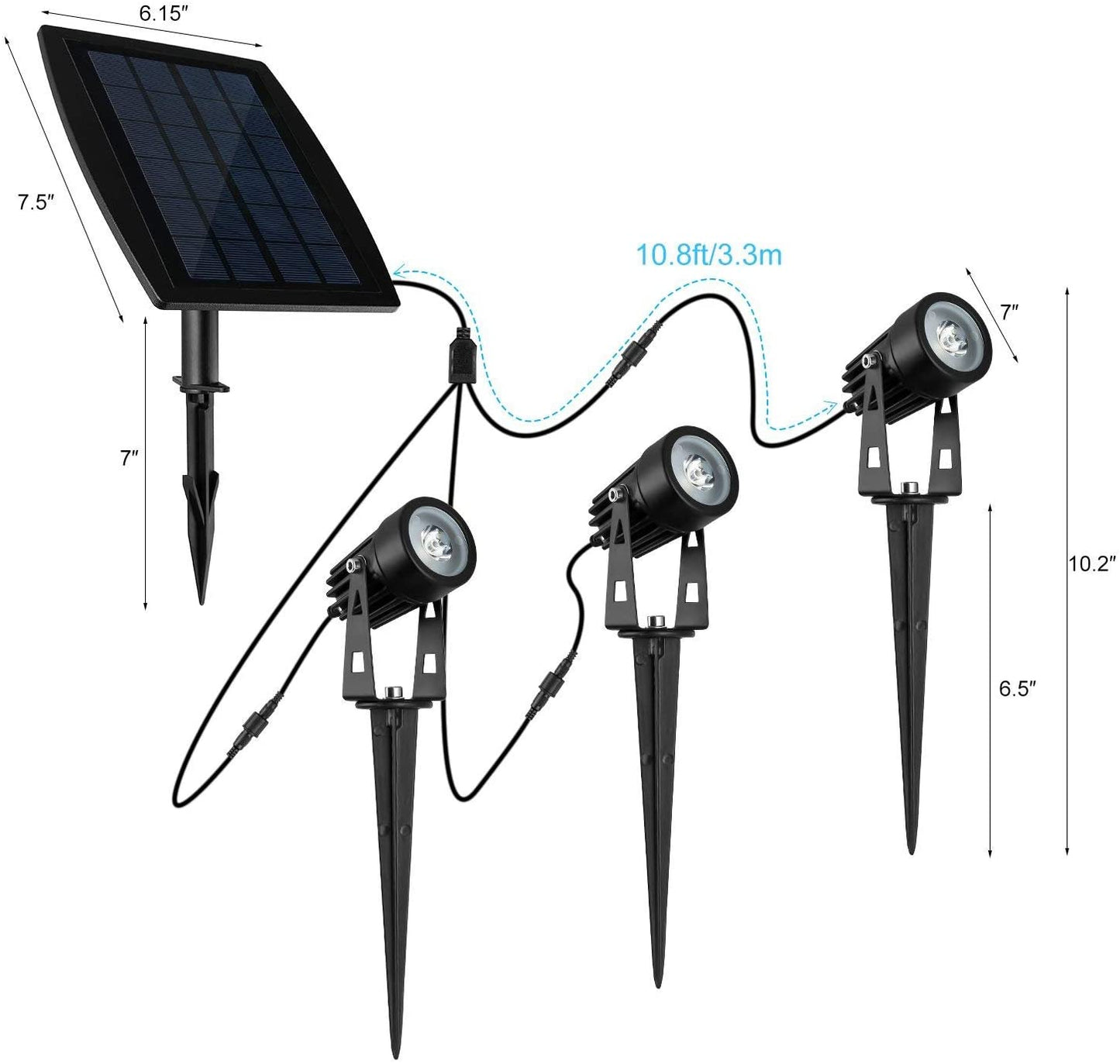 3 x LED Spotlights Powered Solar Garden Lights Outdoor Waterproof (Warm White)-4