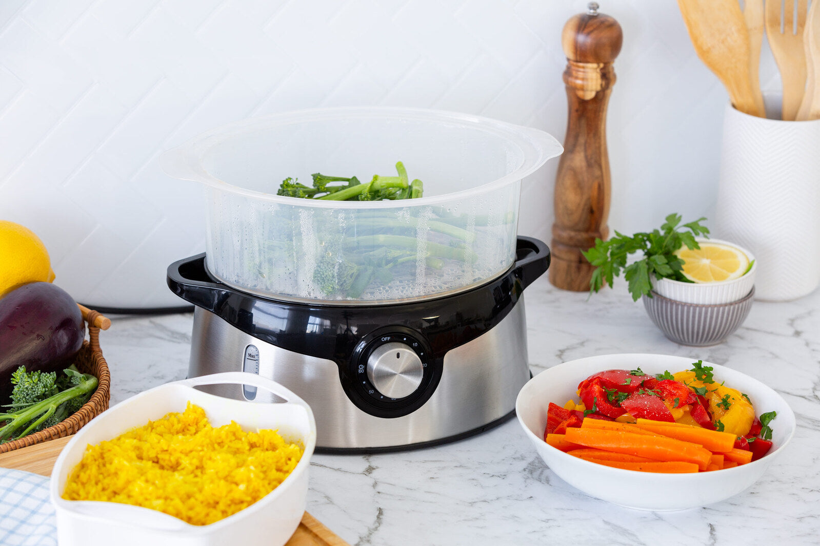 3 Tier Food Steamer with Stainless Steel Base-4