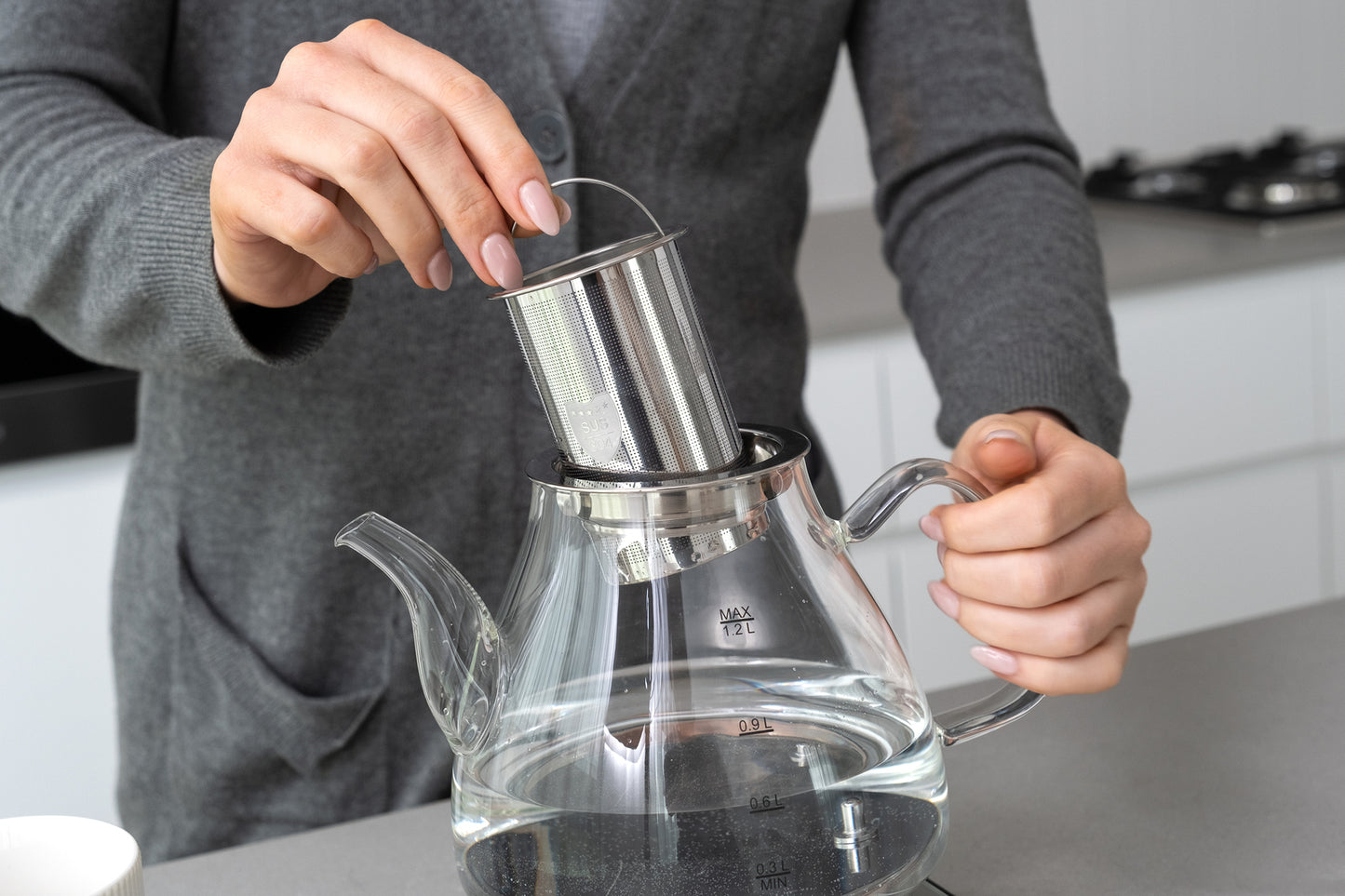 1.2L Digital Glass Kettle w/ Electric Tea Pot & Infuser 800W-4