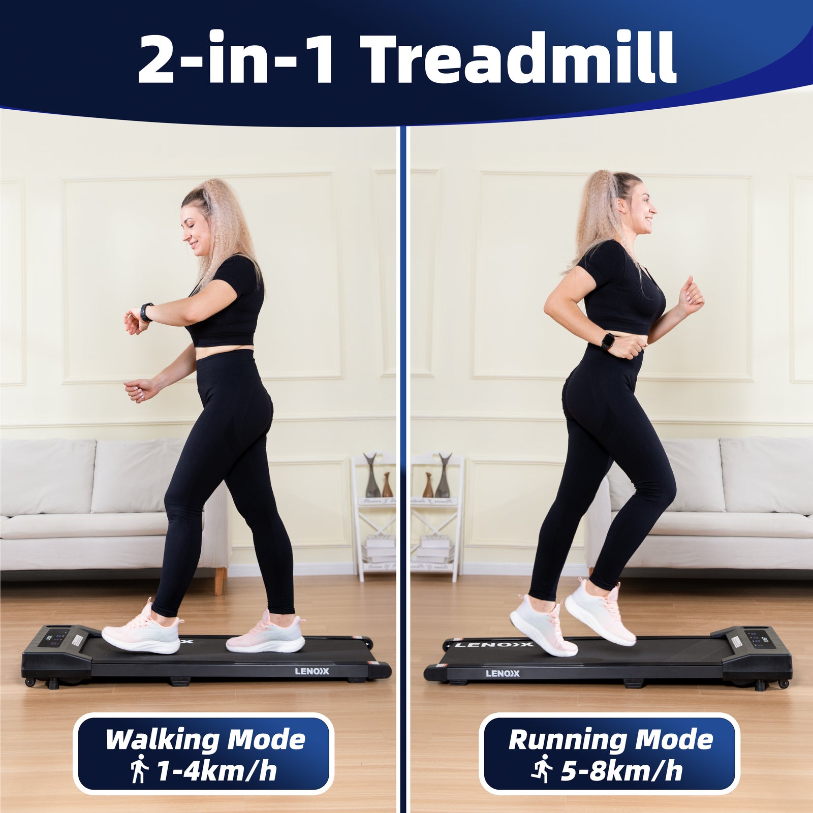 1.5 HP Electric Walking Pad Treadmill with Remote Control and Display Screen-8