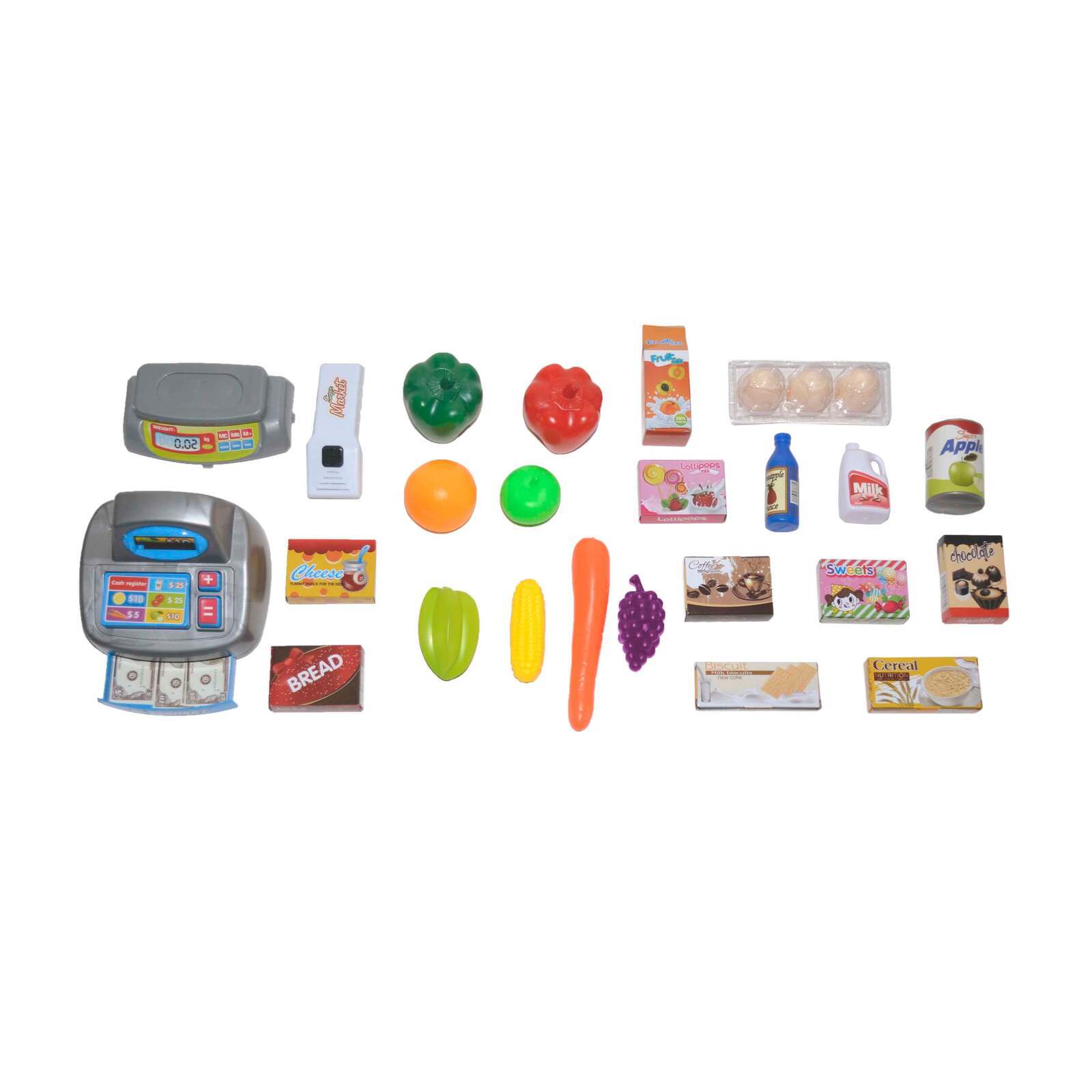 Children's Home Supermarket w/ Toy Cash Register, Trolly, Fruit & More-1