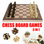 3 IN 1 Wooden Chess Set Folding Chessboard Wood Pieces Draughts Backgammon Toy-0