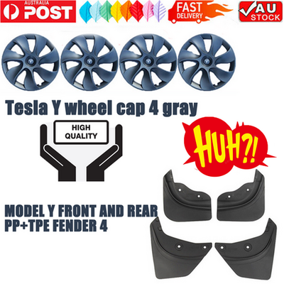 Tesla Y wheel cap 4 gray and model Y front and rear PP TPE fender 4-0