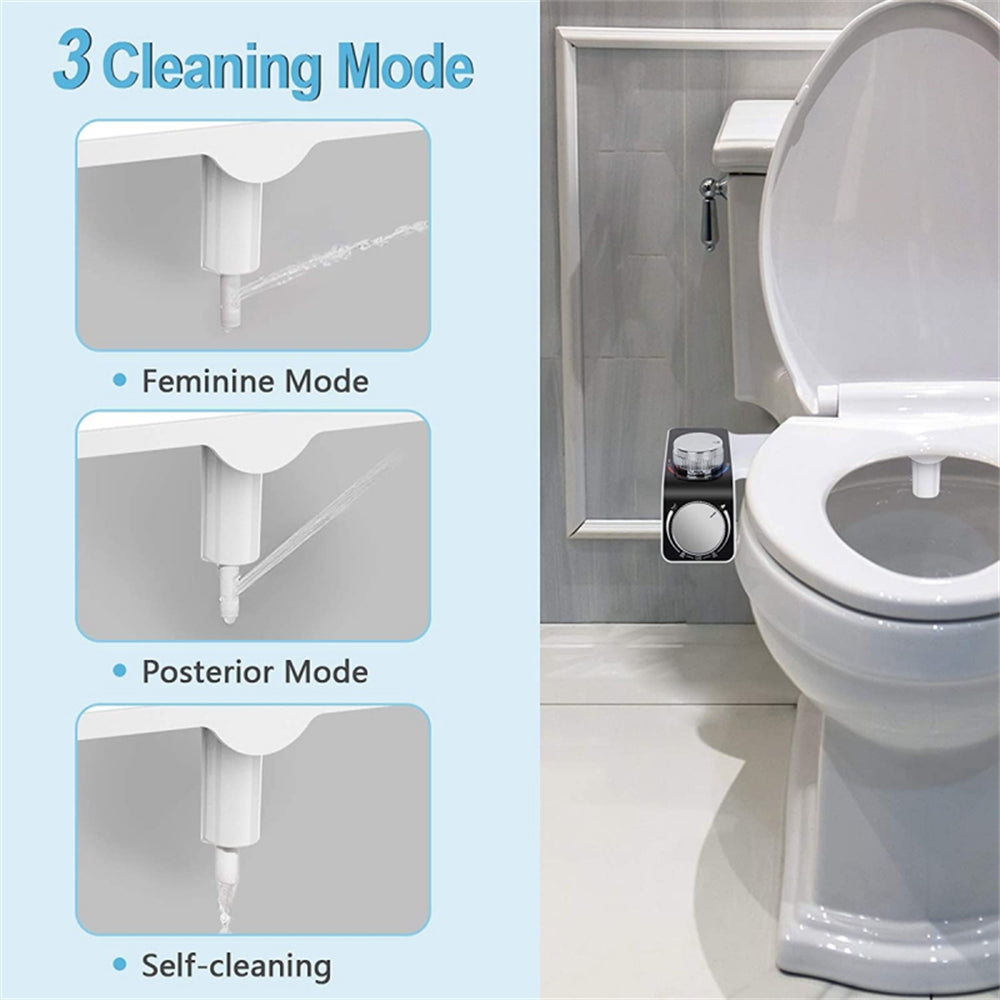 Bidet Toilet Seat Dual Nozzles Self-Cleaning Wash Hot Cold Mixer Water Sprayer-3