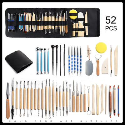 52PCS Pottery Ceramic Tools Kit Polymer Clay Sculpting Carving Modelling DIY-0