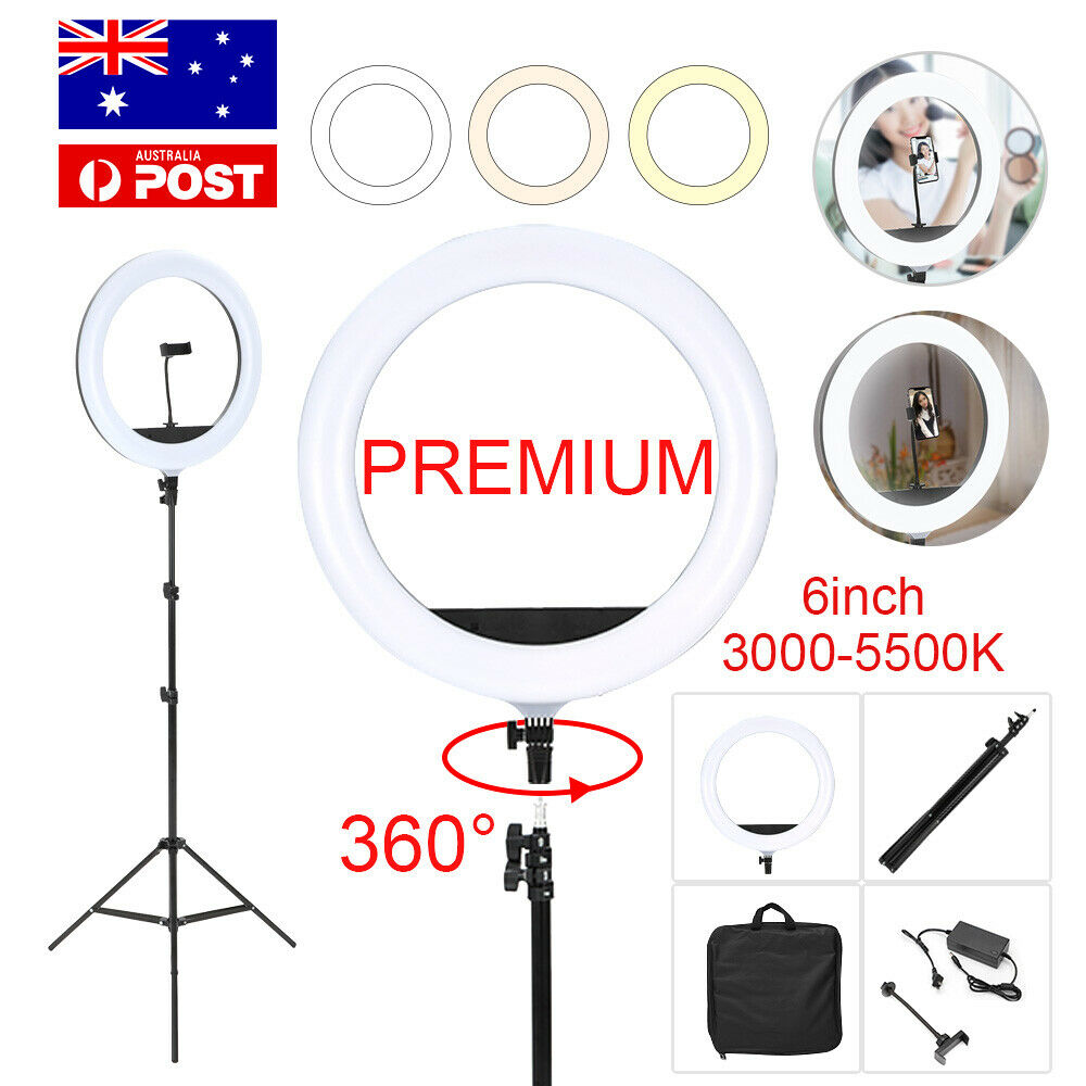 8"LED Ring Light Dimmable Lighting Kit Phone+Selfie 40cm Tripod Makeup Live Lamp-0