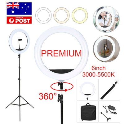 8"LED Ring Light Dimmable Lighting Kit Phone+Selfie 40cm Tripod Makeup Live Lamp-0