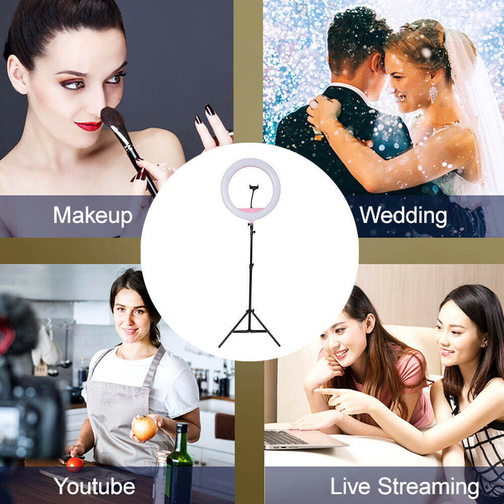 8"LED Ring Light Dimmable Lighting Kit Phone+Selfie 40cm Tripod Makeup Live Lamp-1