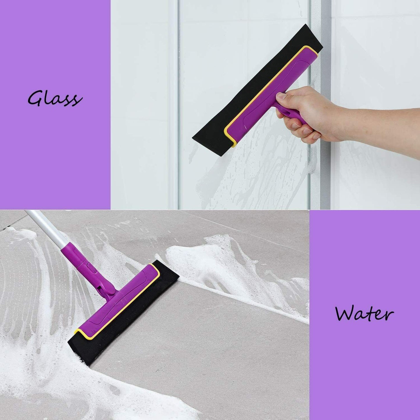 Purple Floor Squeegee WiperBroom Floor Tile Cleaning Household Extendable Handle-1