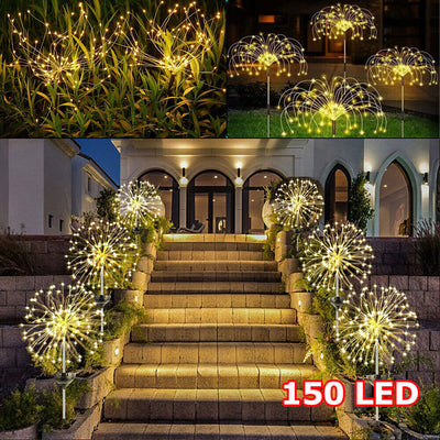 Warm White Fireworks 150 LED Fairy String Lights Starburst Solar Xmas Garden Night Lamp Hot NEW-0