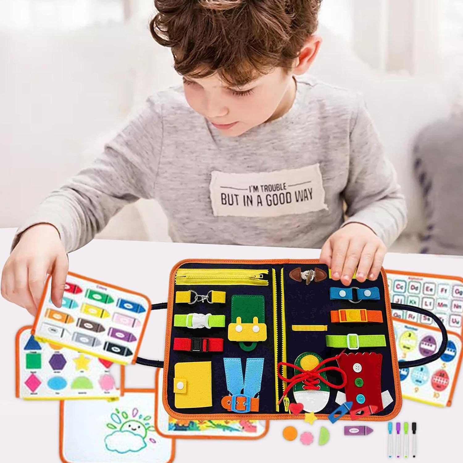 Colorful Toddler Busy Board Intelligence Learning Toys Sensory Montessori Board Kids Toy-2