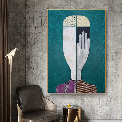 Wall Art 70cmx100cm Abstract Man Gold Frame Canvas-1