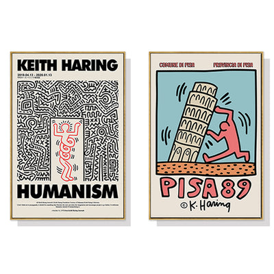 Wall Art 50cmx50cm By Keith Haring 2 Sets Gold Frame Canvas-0