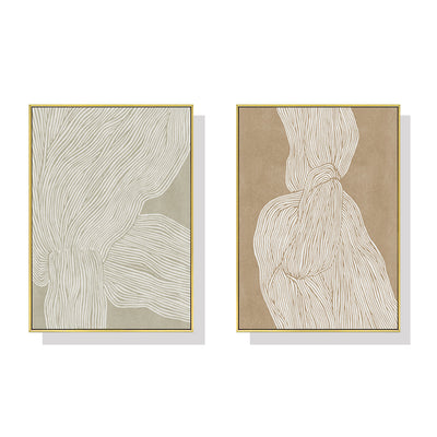 Wall Art 40cmx60cm Abstract Line 2 Sets Gold Frame Canvas-0