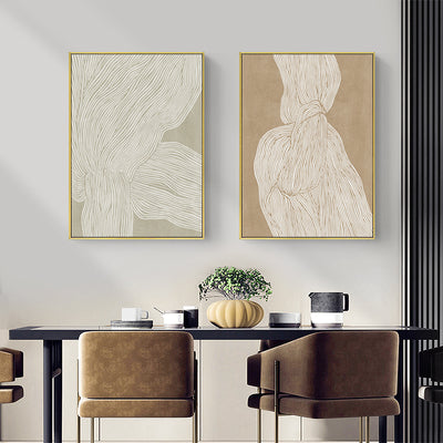 Wall Art 40cmx60cm Abstract Line 2 Sets Gold Frame Canvas-1