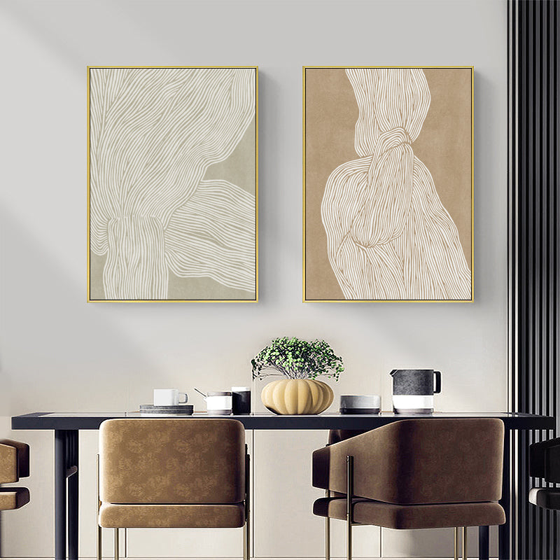 Wall Art 50cmx70cm Abstract Line 2 Sets Gold Frame Canvas-1