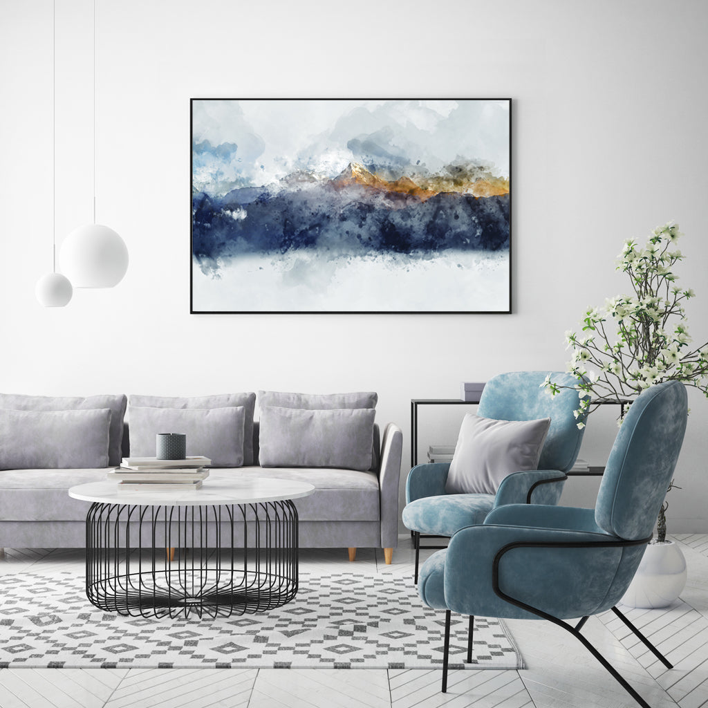 Wall Art 70cmx100cm Abstract Sunlight Mountains Black Frame Canvas-1