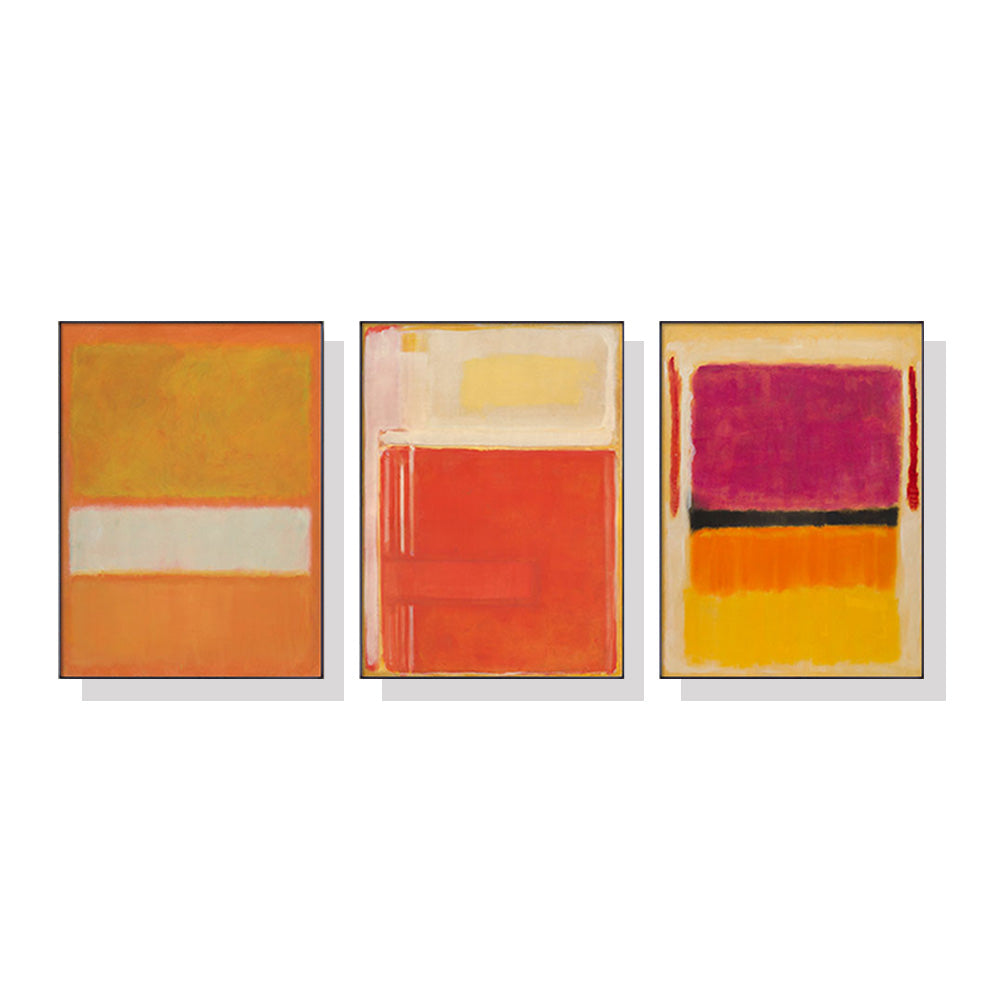 Wall Art 60cmx90cm Colourful 3 Sets By Mark Rothko Black Frame Canvas-0