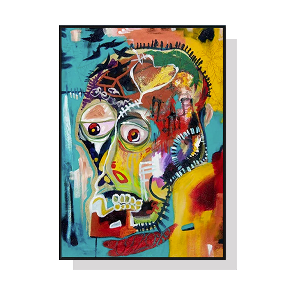 Wall Art 50cmx70cm Pop Art Head Black Frame Canvas-0