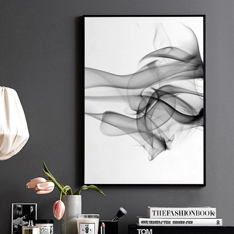 Wall Art 60cmx90cm Stylish Abstract Black 2 Sets Black Frame Canvas-2