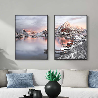 Wall Art 50cmx70cm Nordic Norway 2 Sets Black Frame Canvas-1