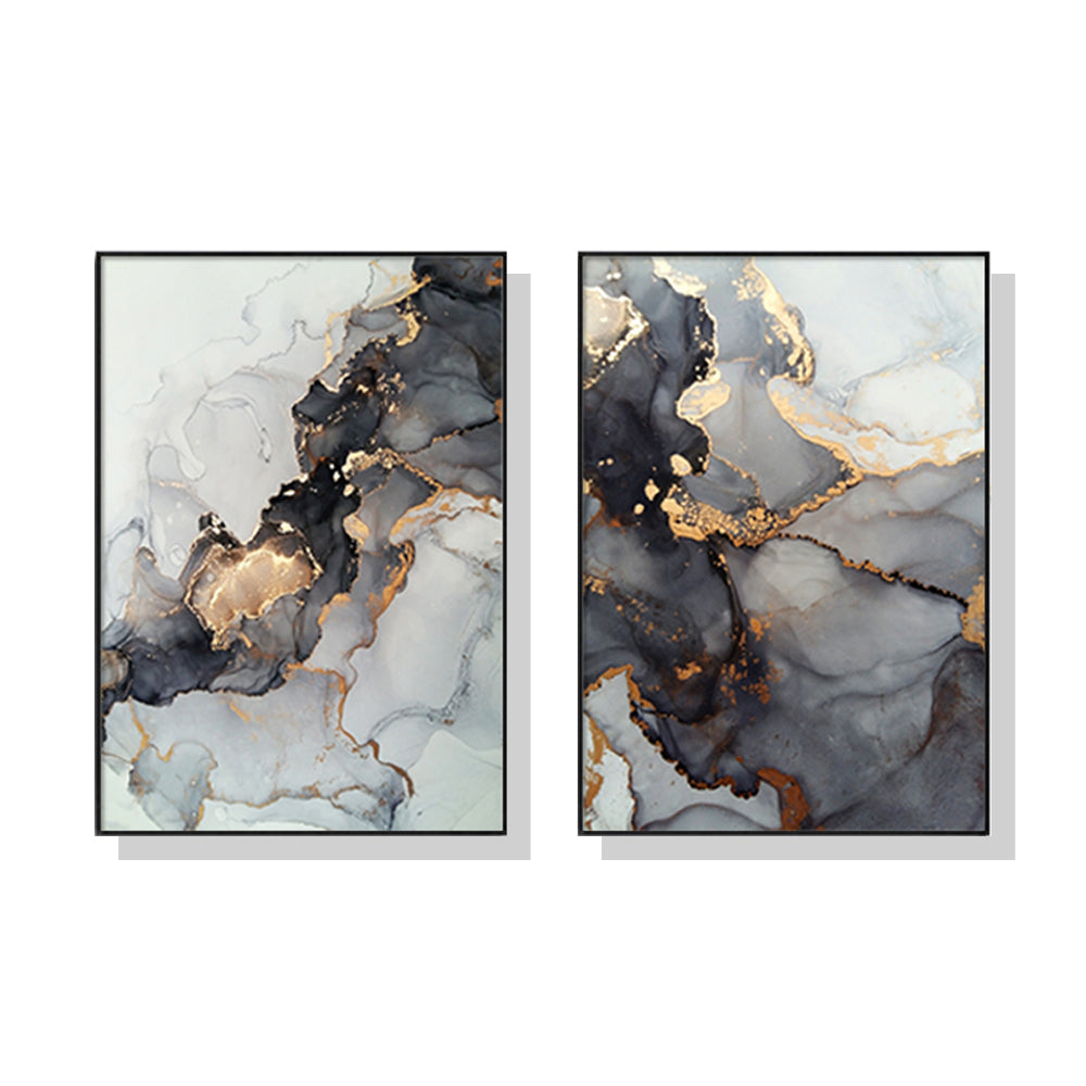 Wall Art 40cmx60cm Black Splash 2 Sets Black Frame Canvas-0