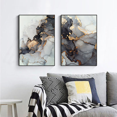 Wall Art 80cmx120cm Black Splash 2 Sets Black Frame Canvas-1