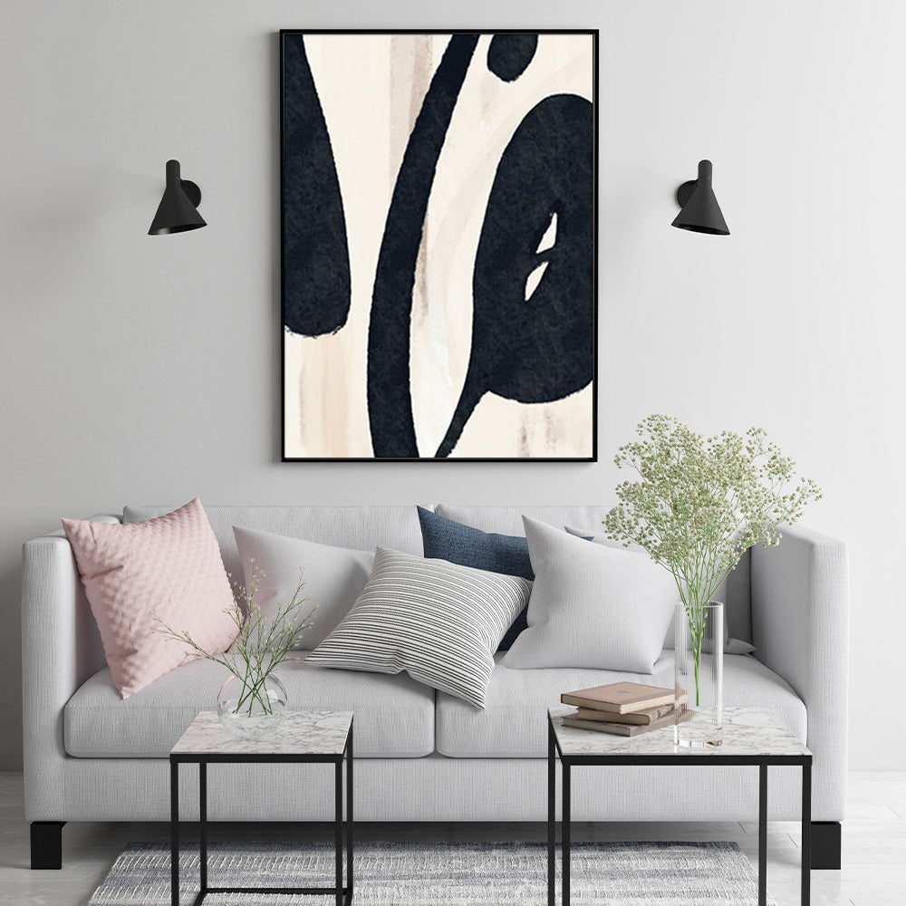 Wall Art 80cmx120cm Black Ink Black Frame Canvas-2