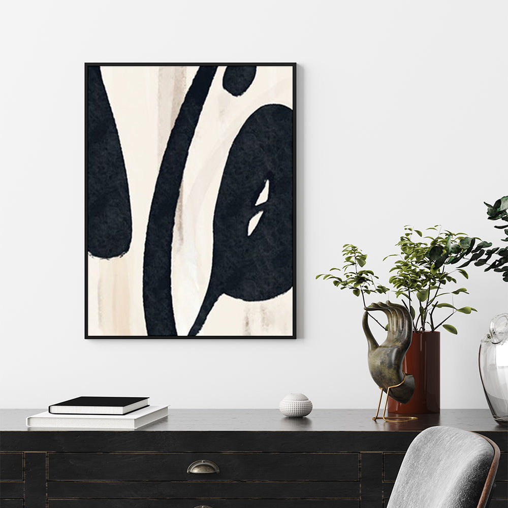 Wall Art 80cmx120cm Black Ink Black Frame Canvas-3