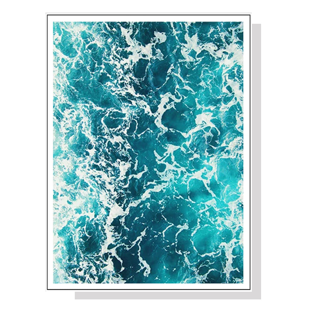 Wall Art 40cmx60cm Blue Ocean White Frame Canvas-0