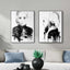 Wall Art 40cmx60cm Watercolor Sketch 2 Sets Black Frame Canvas-3