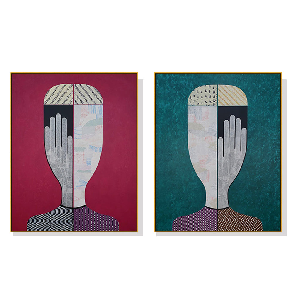 Wall Art 70cmx100cm Abstract Man And Woman 2 Sets Gold Frame Canvas-0