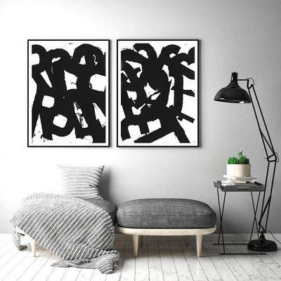 Wall Art 80cmx120cm Rock N Roll 2 Sets Black Frame Canvas-1