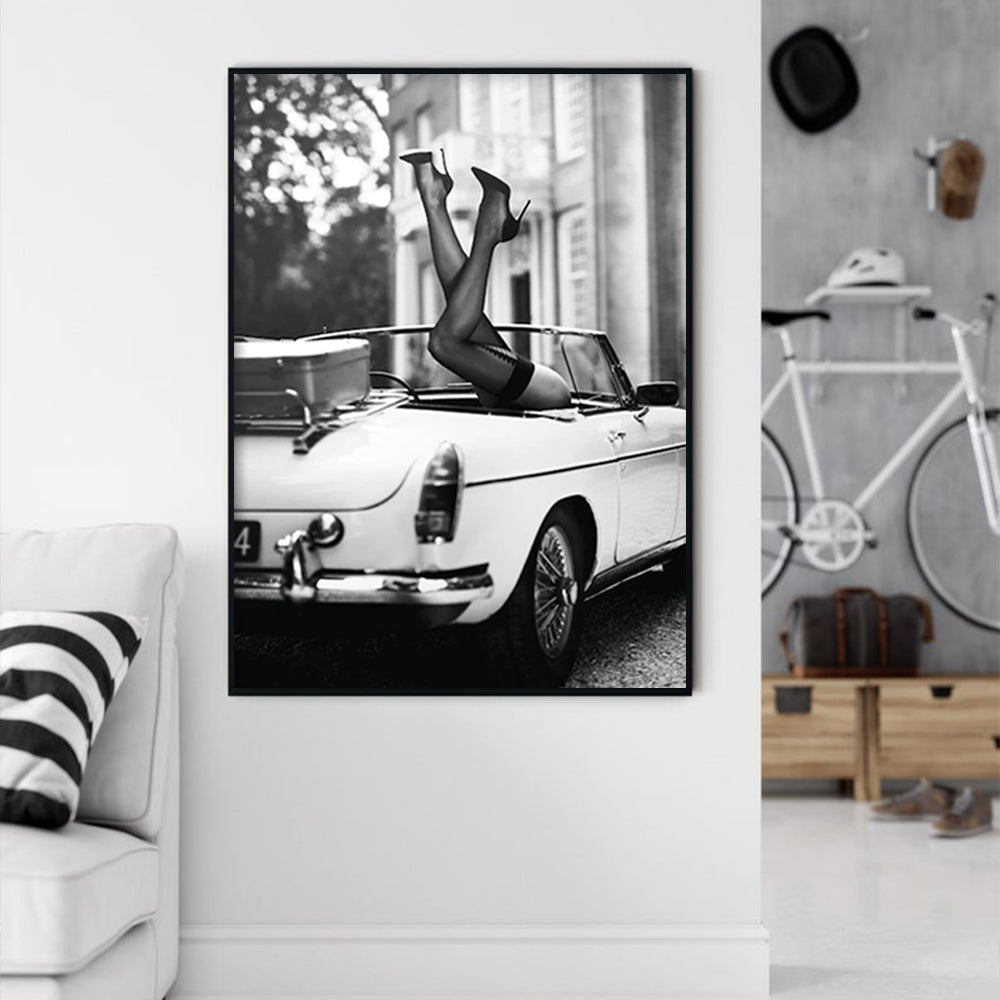 Wall Art 80cmx120cm High Heels in Classic Car Black Frame Canvas-3