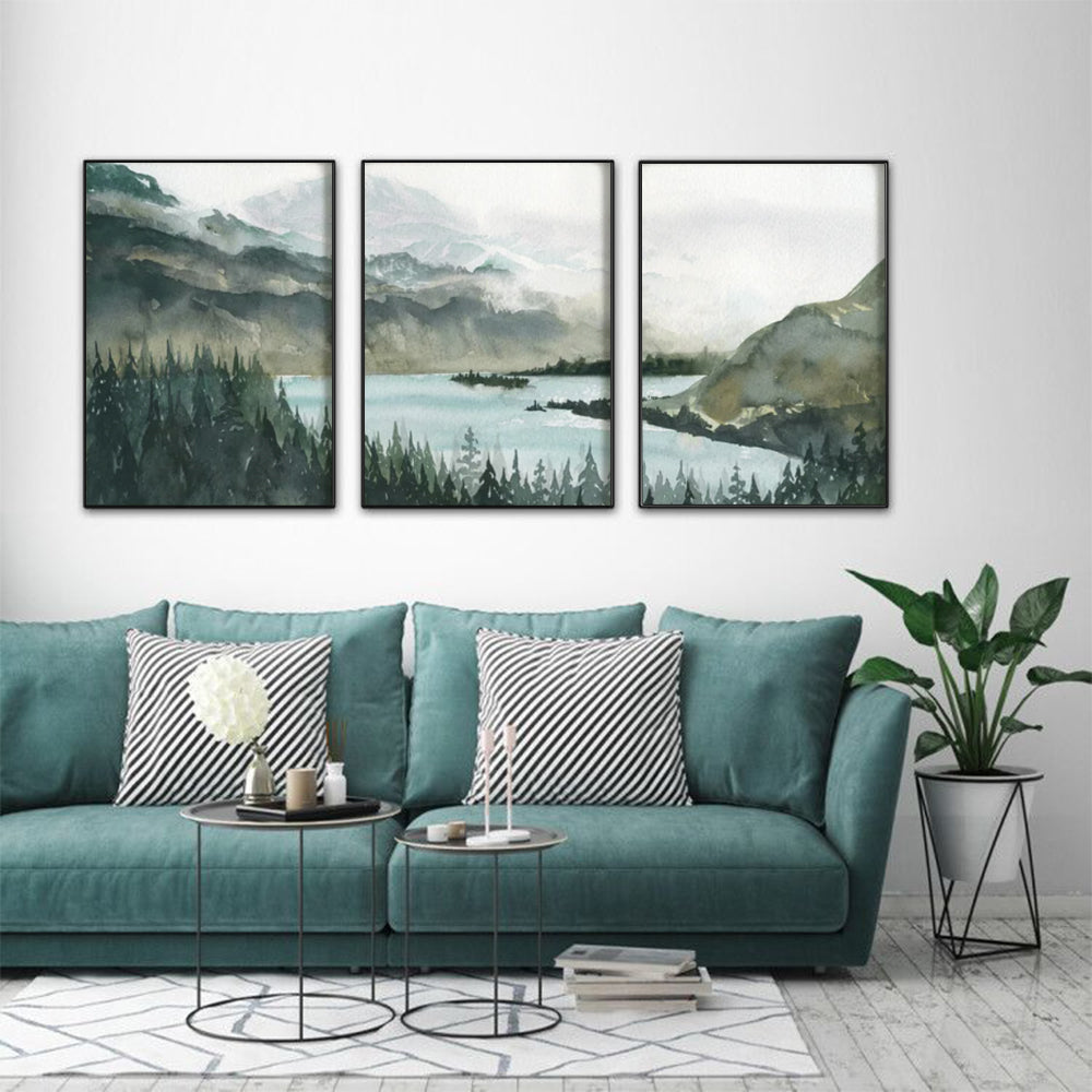 Wall Art 70cmx100cm  Landscape 3 Sets Black Frame Canvas-2