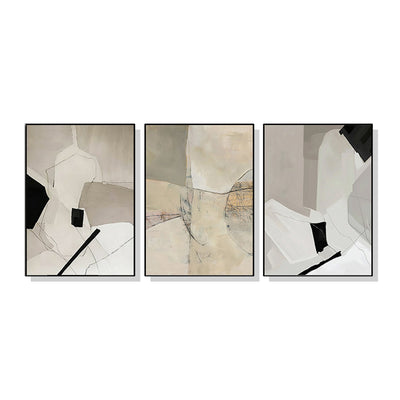 Wall Art 80cmx120cm Modern Abstract 3 Sets Black Frame Canvas-0