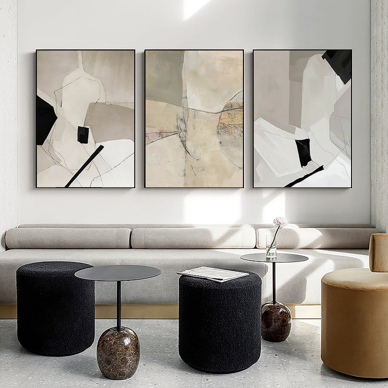 Wall Art 80cmx120cm Modern Abstract 3 Sets Black Frame Canvas-1