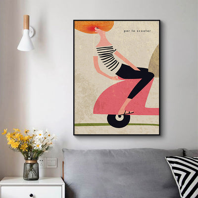 Wall Art 80cmx120cm Scooter Black Frame Canvas-1