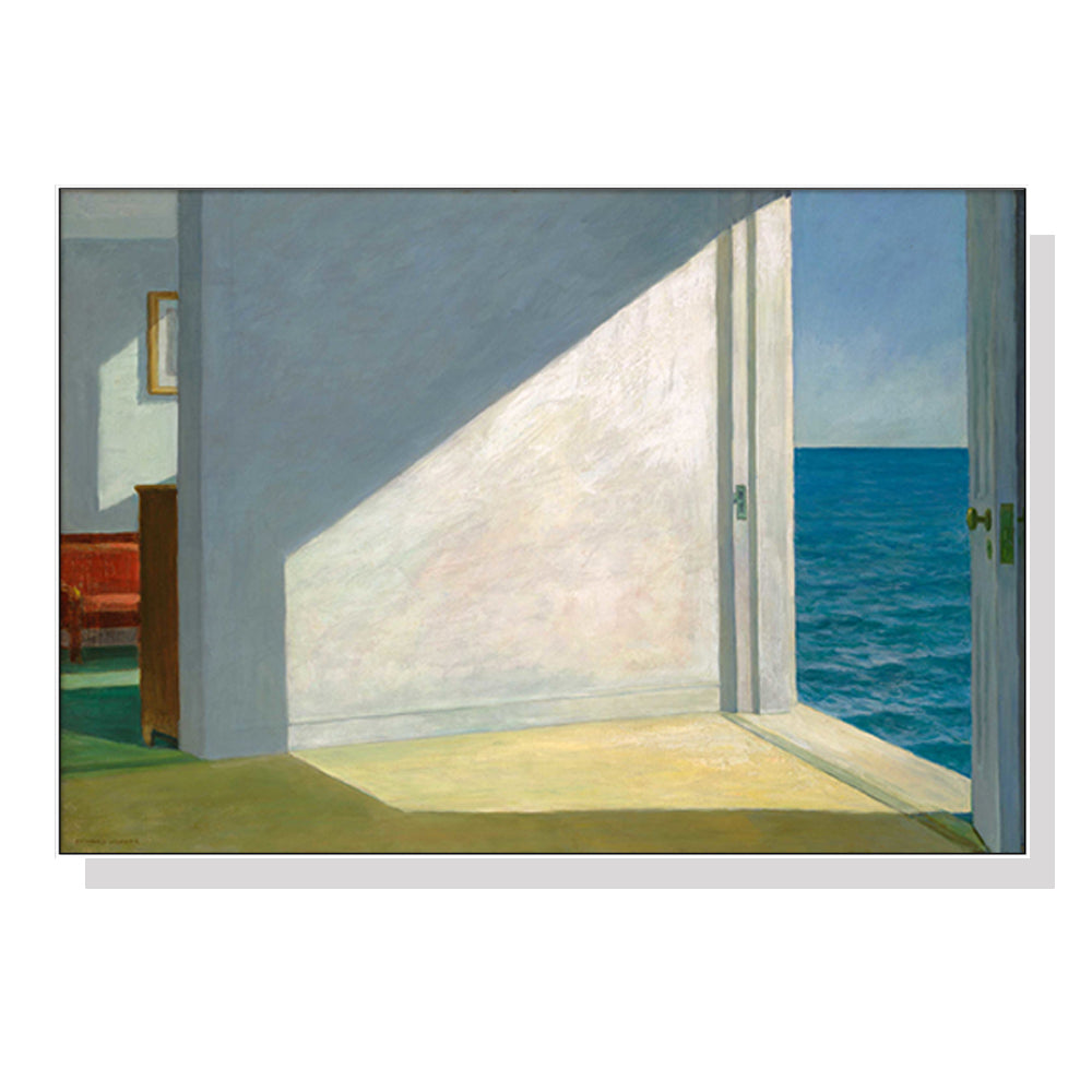 Wall Art 60cmx90cm Room By The Sea By Edward Hopper White Frame Canvas-0