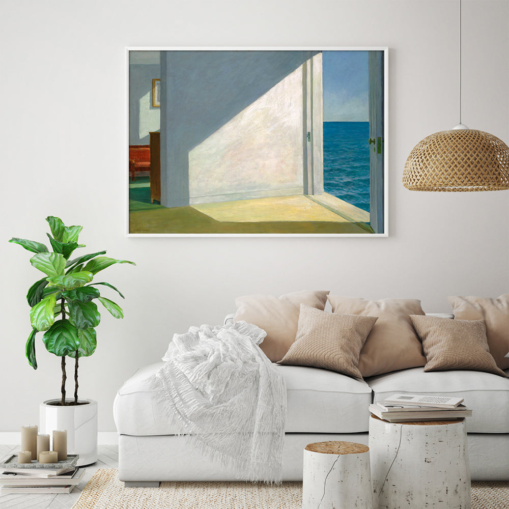 Wall Art 60cmx90cm Room By The Sea By Edward Hopper White Frame Canvas-2