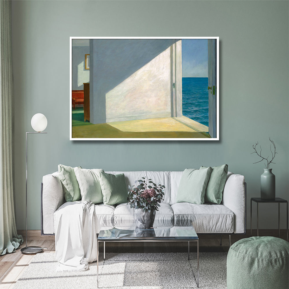 Wall Art 60cmx90cm Room By The Sea By Edward Hopper White Frame Canvas-3