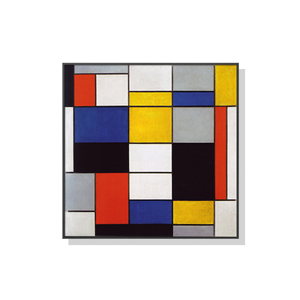 Wall Art 50cmx50cm Large Composition A By Piet Mondrian Black Frame Canvas-0