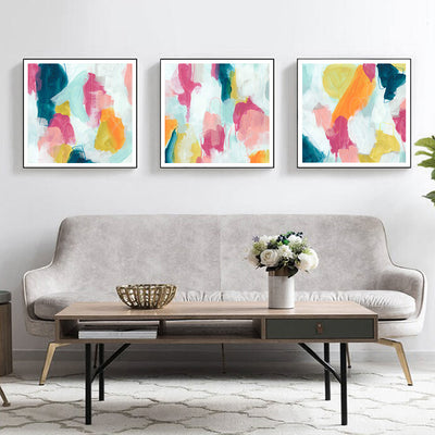 Wall Art 50cmx50cm Colourful 3 Sets Black Frame Canvas-1