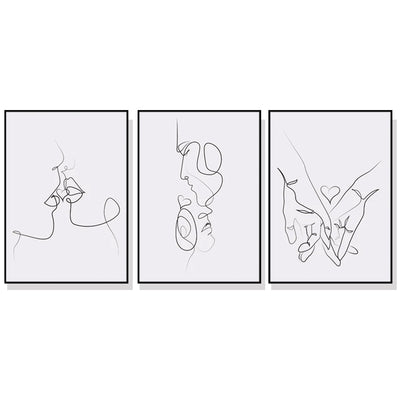 Wall Art 40cmx60cm Couples 3 Sets Black Frame Canvas-0