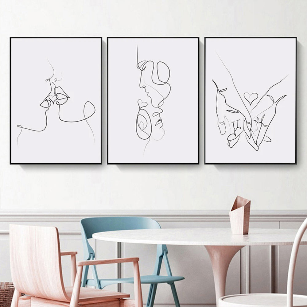 Wall Art 40cmx60cm Couples 3 Sets Black Frame Canvas-2