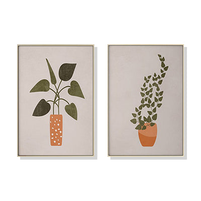 Wall Art 80cmx120cm Boho Botanical Art 2 Sets Gold Frame Canvas-0