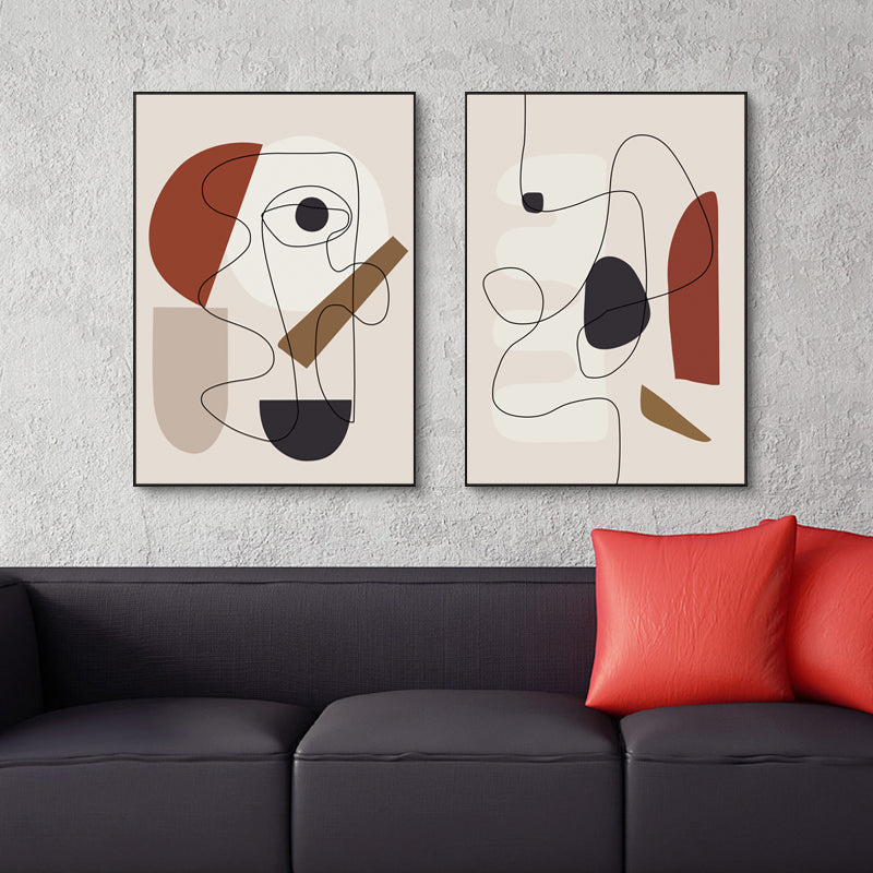 Wall Art 70cmx100cm Abstract Line Art By Picasso 3 Sets Black Frame Canvas-2