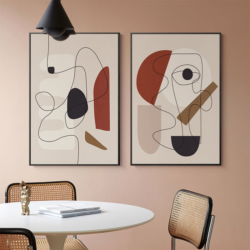 Wall Art 70cmx100cm Abstract Line Art By Picasso 3 Sets Black Frame Canvas-3