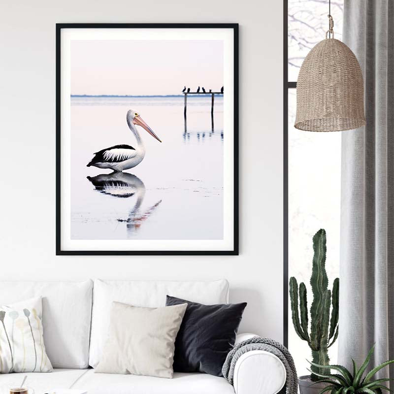 Wall Art 60cmx90cm Pelican Black Frame Canvas-1